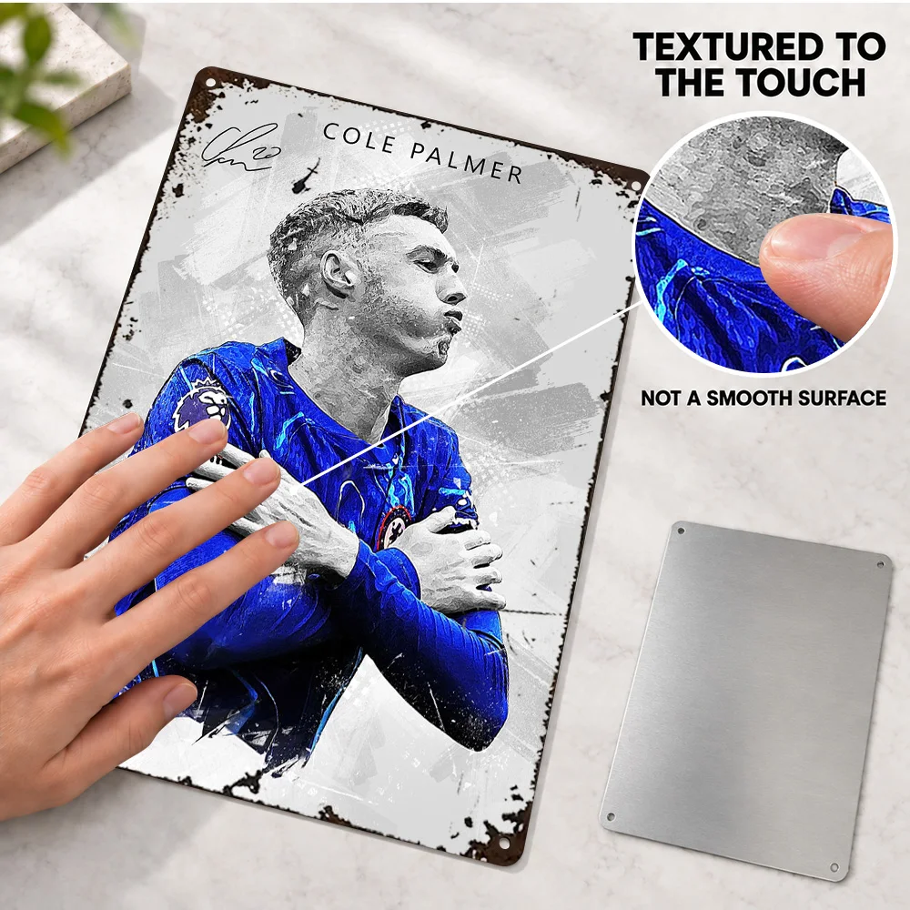 Cole Palmer Player Printed Poster Customized Aluminum Metal Sign Splatter Watercolor Illustration Wall Art For Sports Lounge