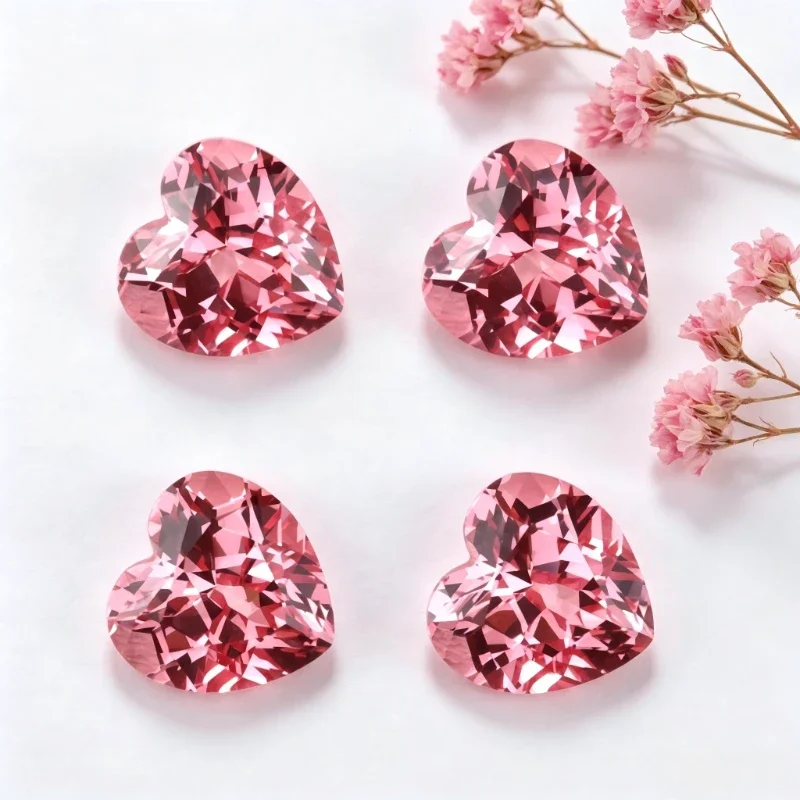 Laborgezüchteter Padparadscha-Edelstein in Rotlotus-Farbe, Herzform, mit Zertifikat erhältlich – Detail 6