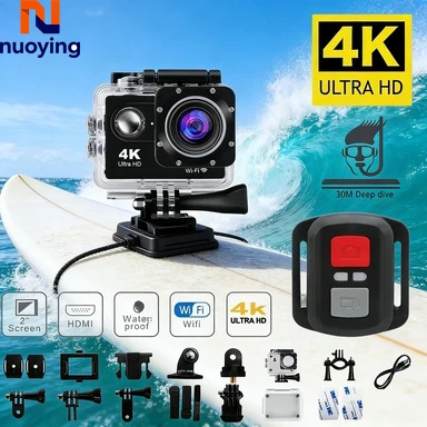 Mini Cámara de Acción 4K WiFi 1080P/30FPS 2.0 Pulgadas 170D Sumergible, Cámara Deportiva para Grabación de Video Subacuática y Actividades al Aire Libre