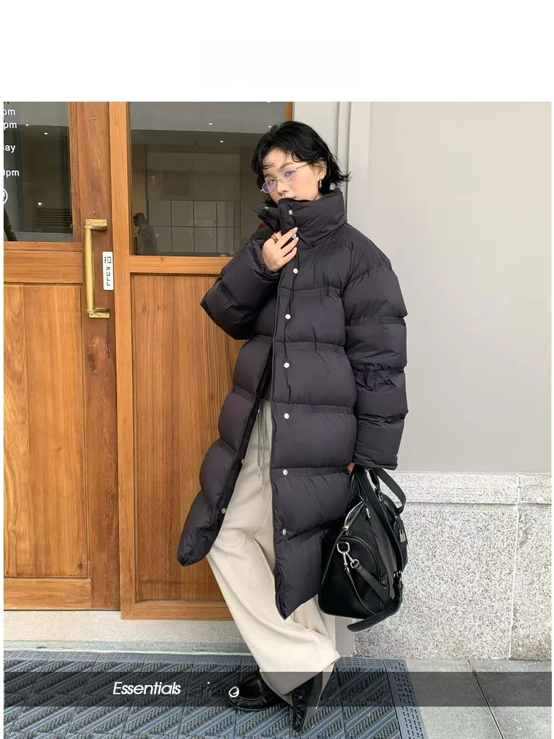 

Женская пуховая куртка Loomie Long Bread Sle с воротником-стойкой, модная, свободного кроя, теплая, из нейлона, L25588, зимняя верхняя одежда