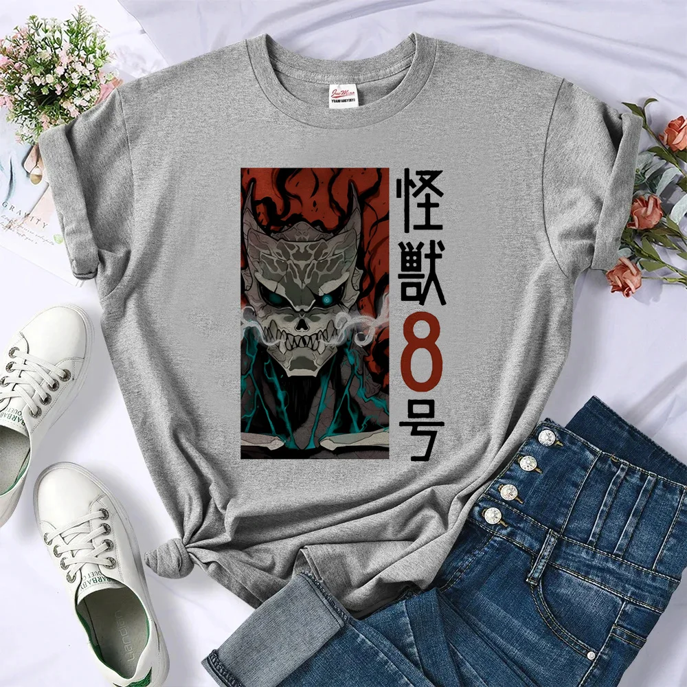 

Футболка Kaiju No 8, женская уличная футболка в стиле Харадзюку в стиле манга, дизайнерская одежда для девочек