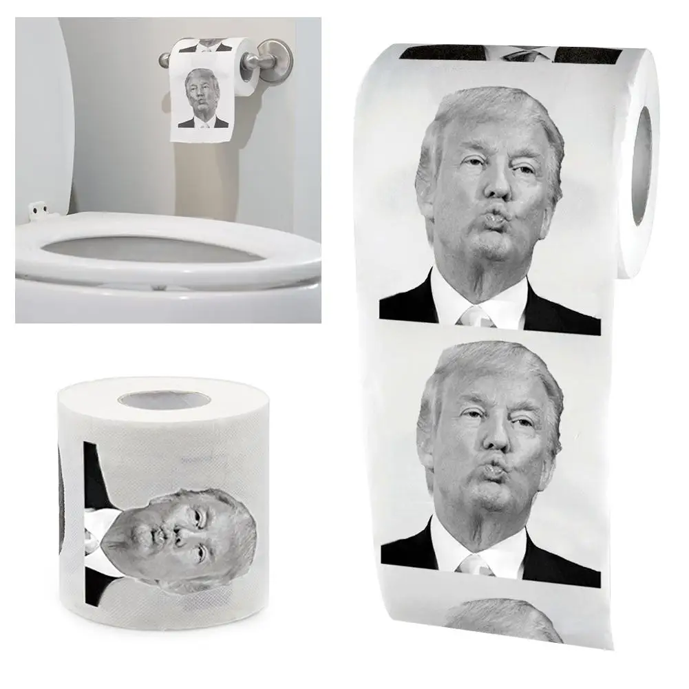 5 Roll Funny Donald Trump Kiss Printed Pattern Toilet Paper Bathroom Prank Joke Fun Paper Humour Trump Tissue Rolling Paper Gift