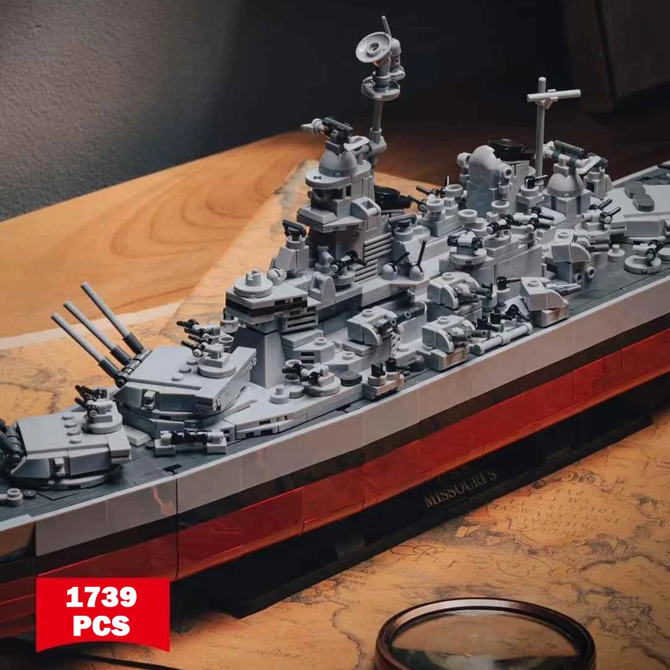 MOC العسكرية لوا فئة يو اس اس اس ميسوري BB-63 سفينة حربية نموذج اللبنات الحرب العالمية الثانية بسمارك الطرادات سفينة حربية الطوب لعب الاطفال هدية