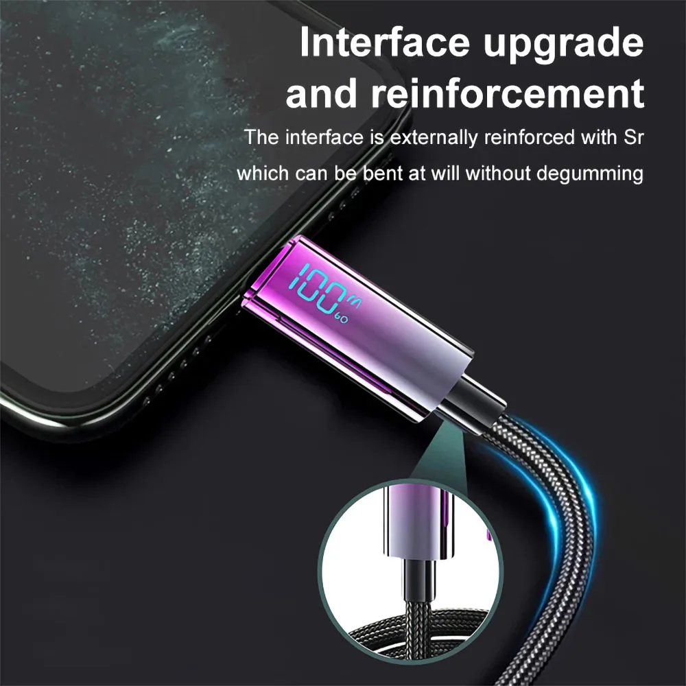 USB & Type-C Fast Digital display Type-C Quick Charging Cable Data Wire Cord For iPhone 17 16 for Samsung for Xiaomi for HUAWEI