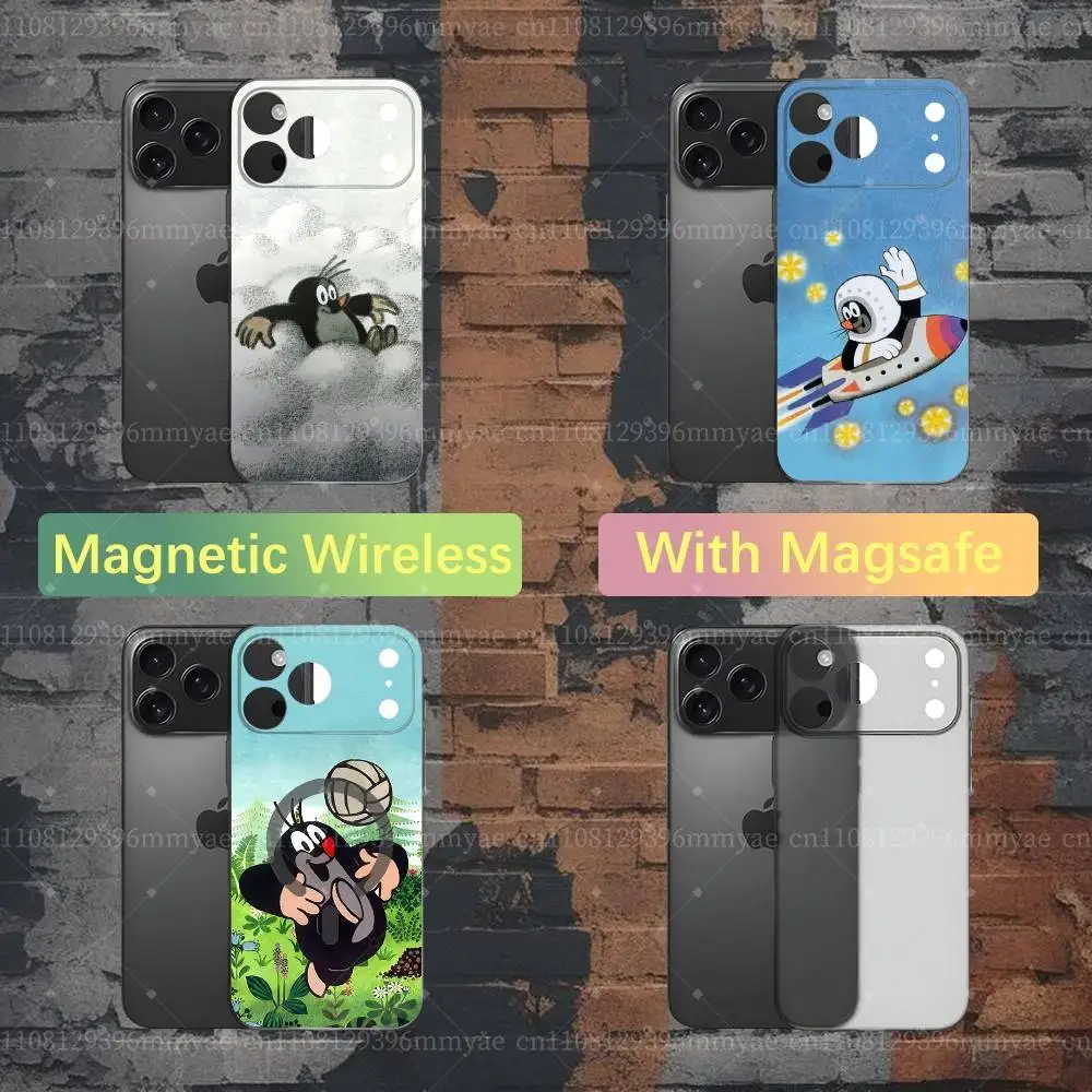 L-Little Mole Cute Phone Case For iPhone 18,17,16,15,14,13,12,X,XS,Pro,Max,Plus,E,Air,Mini with Magsafe Magnetic Slim Frosted