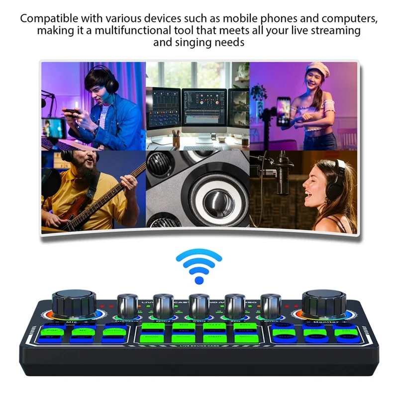 

RTSHE-X50 Live Sound Card Audio Mixer Recording Desktop Singing BT OTG Digital Lossless Transmission For Podcasting Gaming
