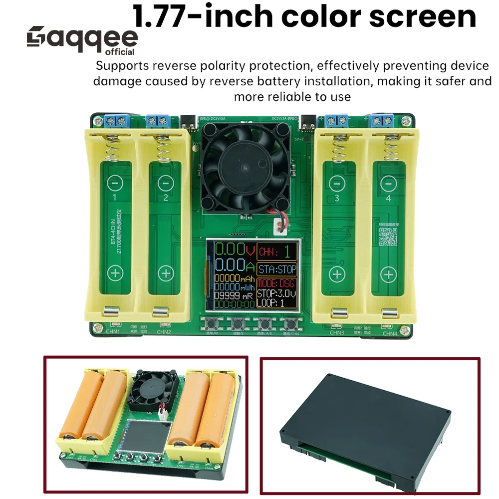BT4-21700 1,77-Zoll-Farbbildschirm 4-Kanal-Lade-/Entlade-integrierter Batterietester DC 2-Draht-InnenwiderstandsmessungTyp-C