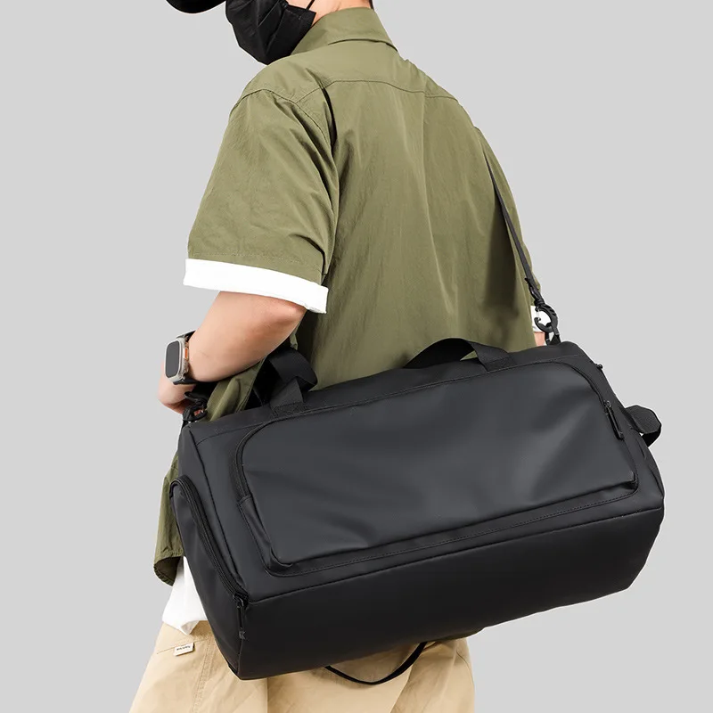 Men's Wet Dry Separation Gym Travel Bag,Stylish Casual Oxford Cloth Shoulder Crossbody Bag,Lightweight Duffel for Business Trip