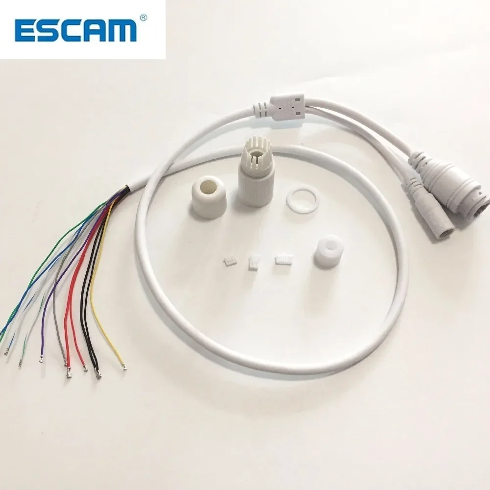 

ESCAM CCTV IP POE Network WiFi HD Camera PCB Module video power Weatherproof POE Cable RJ45 female & DC male White