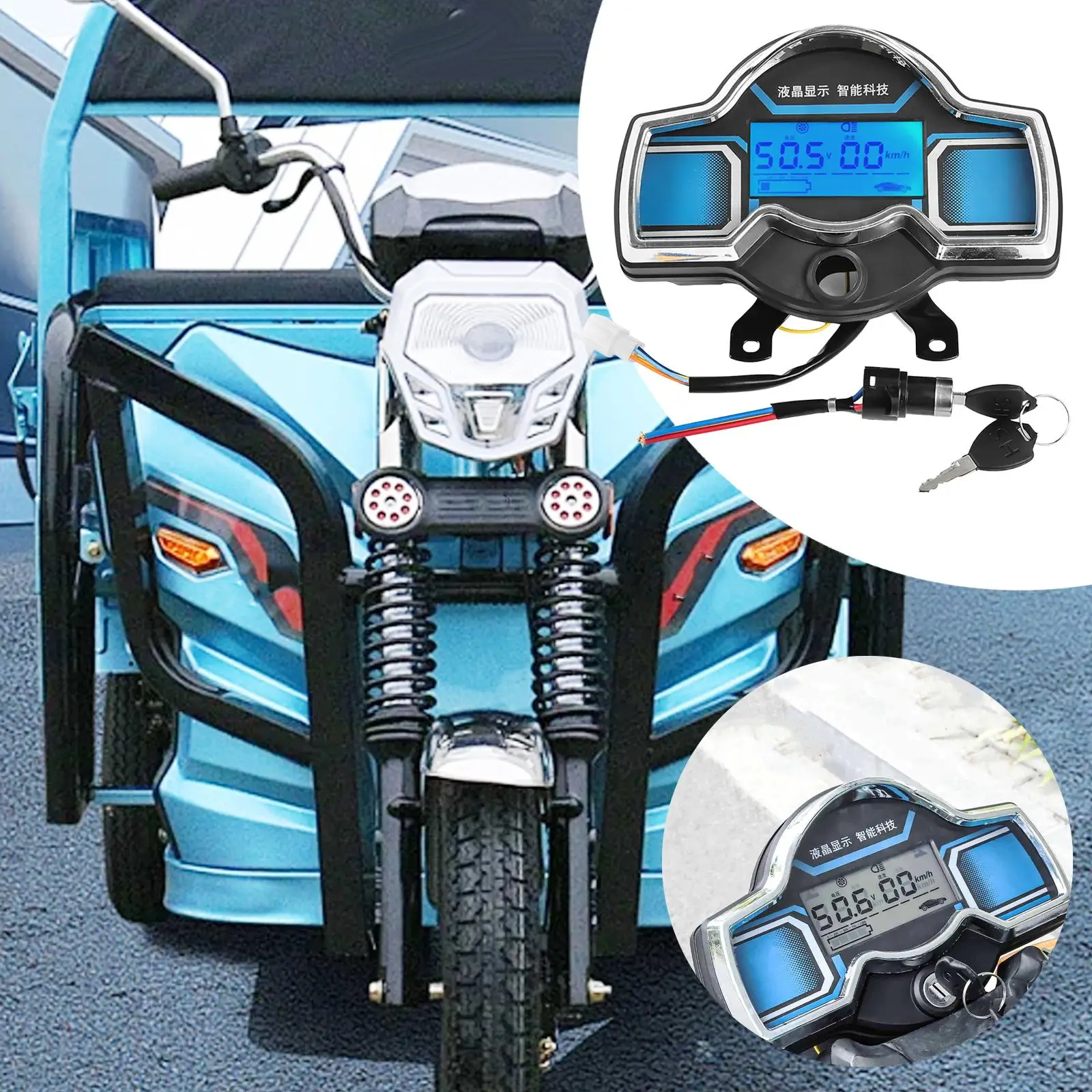 

Waterproof Digital Speedometer Odometer Electric Tricycle Instrument Panel High Visibility for Cargo Transport