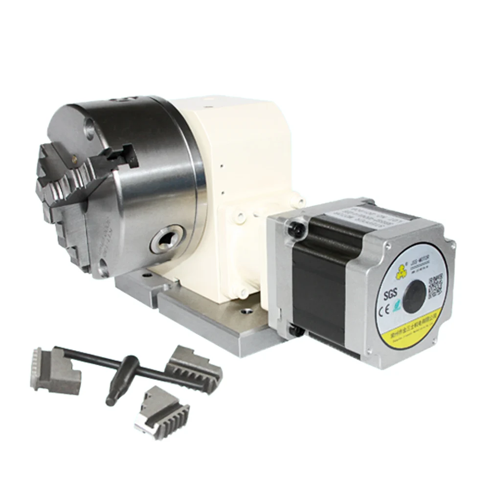 CNC 4th Axis Dividing head A axis Rotary axis For Metal High precision roller cam reducer 15:1 with 130mm chuck