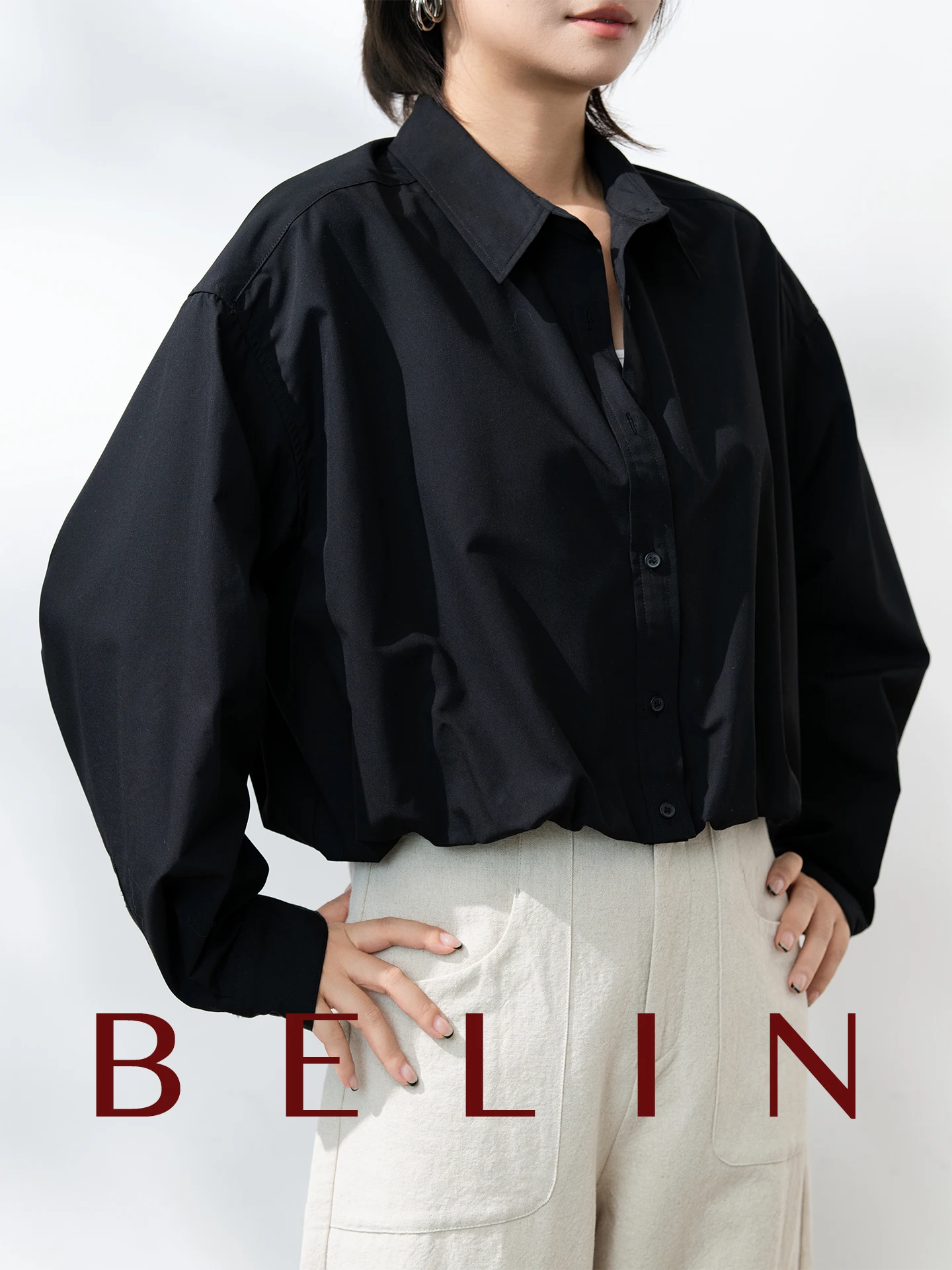 

Belin женский ort irt повседневный свободный крой с цветочным принтом по подолу универсальный топ для поездок на работу из смеси хлопка и полиэстера Long Sve Ne