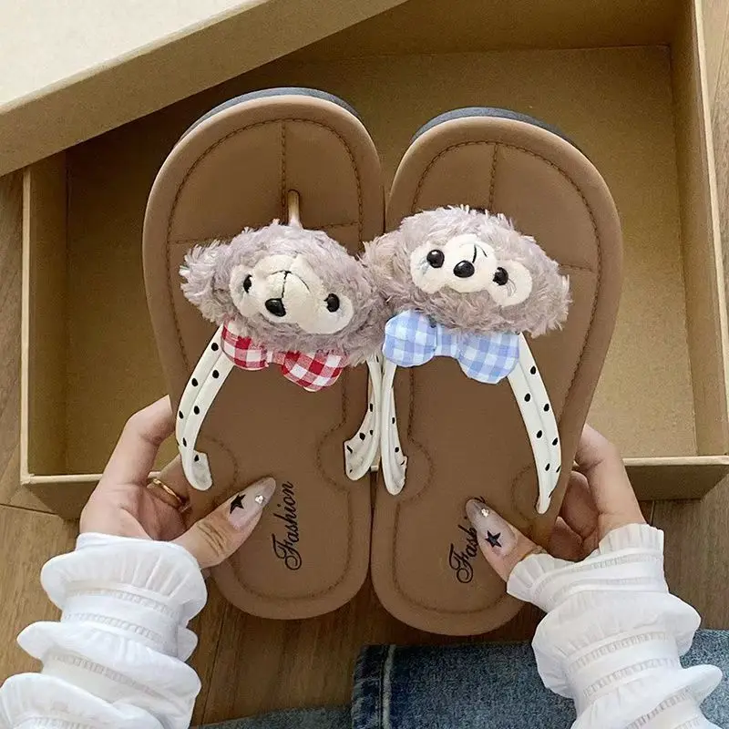 2024 New Sherry May Flip flops Cute Sweet Fashionable Flat Flat Slippers Women's Summer Outwear Anti Slip Soft Bottom Coolers