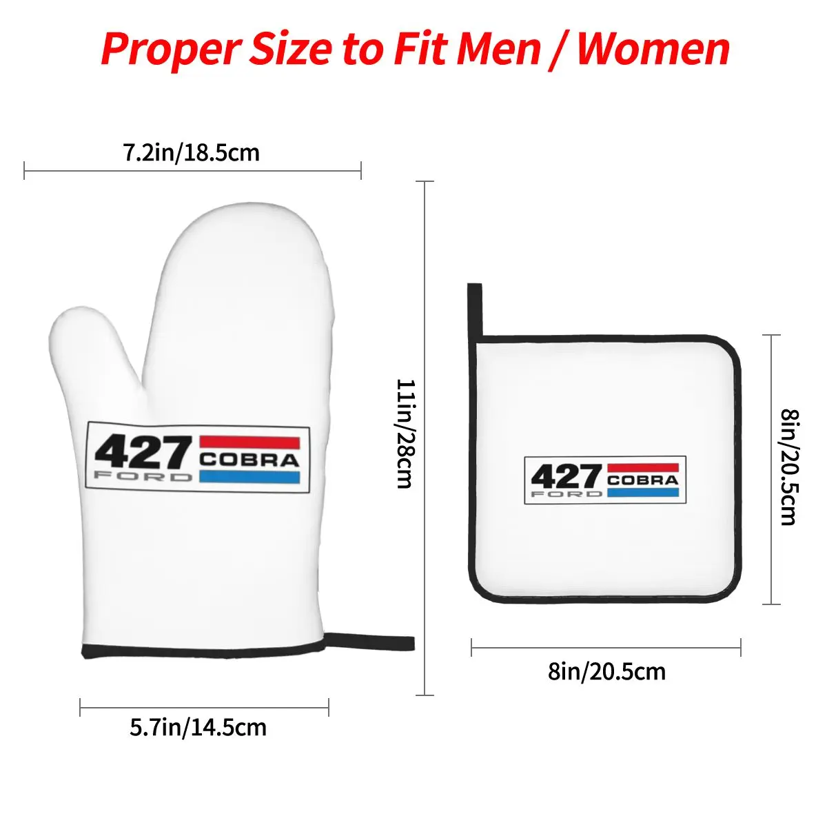 Ac Cobra 427 Ci Badge Oven Mitts and Pot Holder Sets of 4 for Baking Kitchen Cooking Grilling Resistant Non-Slip Gloves