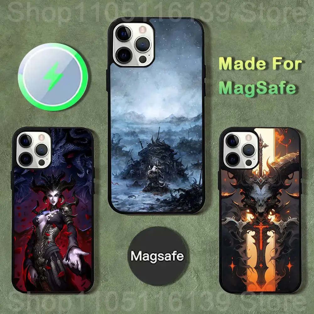 

Game D-Diablo IV Phone Case For iPhone 17,16,15,14,13,12,11,Pro,Max,Plus,Mini,SE4,E Magnetic Magsafe Wireless Charging