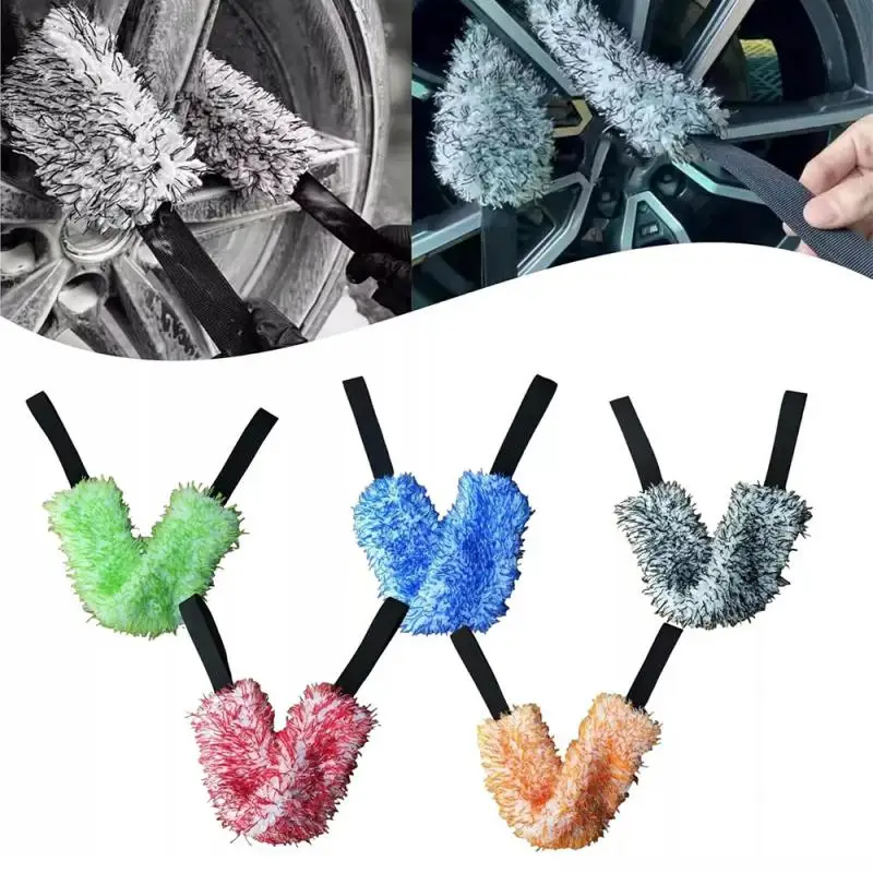 Car Wheel Wash Towel Automotive Tires Wiping Towel Wheel Hub Cleaning Rag Long Strap Tires Detailing Towel For Cars Maintenance