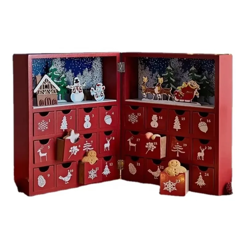 Anpassung.Anpassung.Deluxe Custom 24-Tage-Rosa-Weihnachts-Adventskalender, leere Blindbox, Schwammfutter für Geschenkverpackung