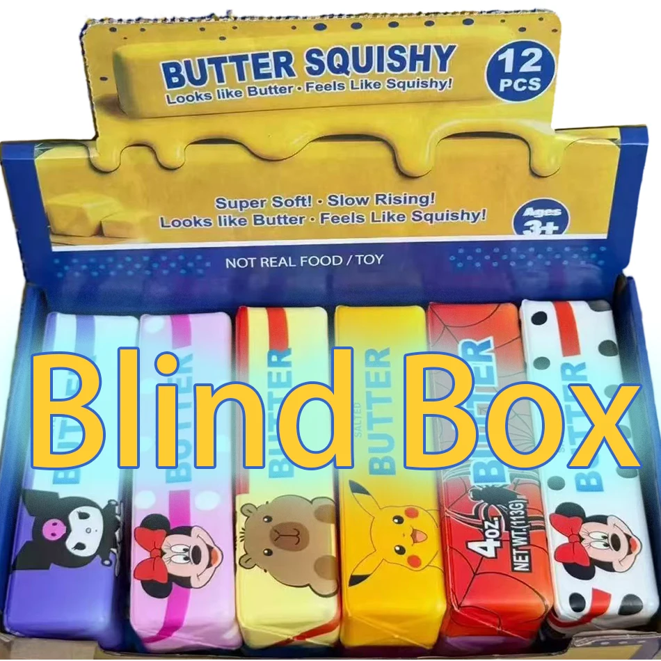 Boîte Mystère 12 Pièces – Jouet Squishy Bâton de Beurre à Remontée Lente – Jouet Anti-Stress en Forme de Barre de Beurre – Cadeau Relaxant pour les Mains