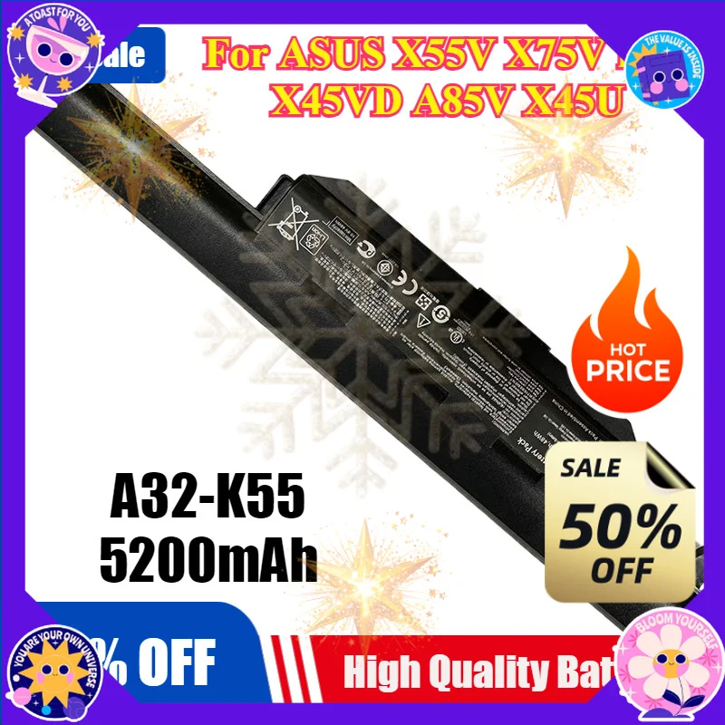SWZY  5200mAh Battery A32-K55 A42-K55 for ASUS X45 X45A X45C X45V X45U X55 X55A X55V X75 X75A X75VD U57 U57A U57VD R500 R700
