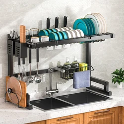 Expandable Kitchen Sink Shelf Bathroom Drainer Kitchen Storage Drying Shelf Tray Multifunctional Dish Rack Dish Drainer