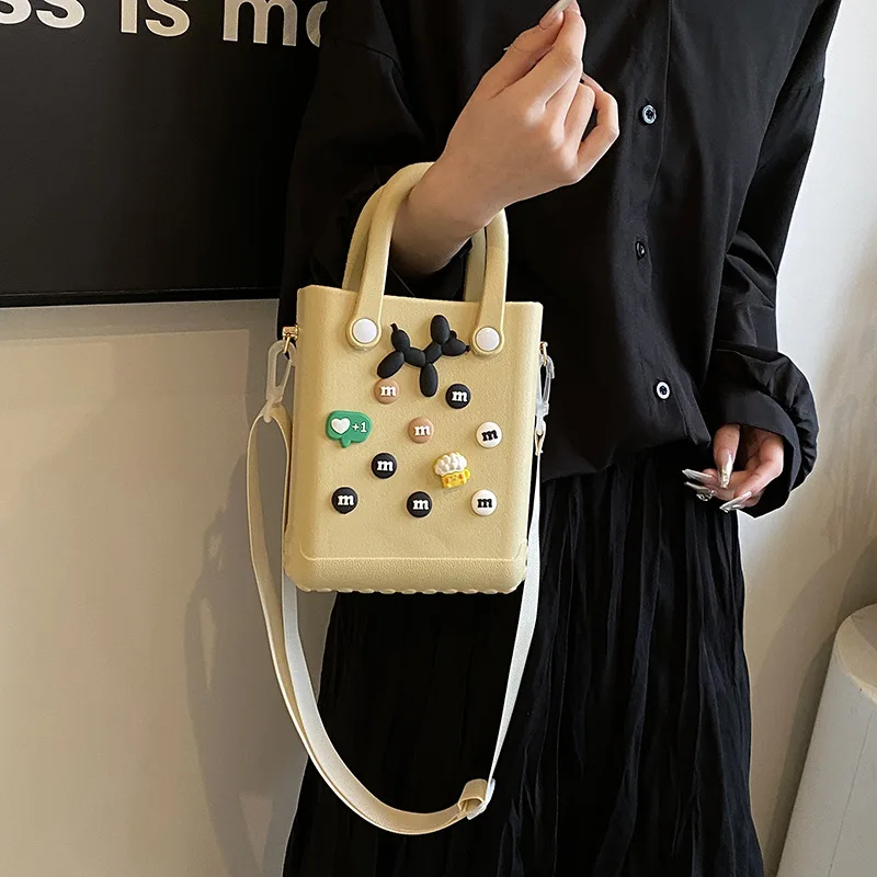 Candy Colored Bag Women\'s New Fashionable and Cute Internet Celebrity Handbag, Beach Bag Crossbody Bag Jelly Square Bag