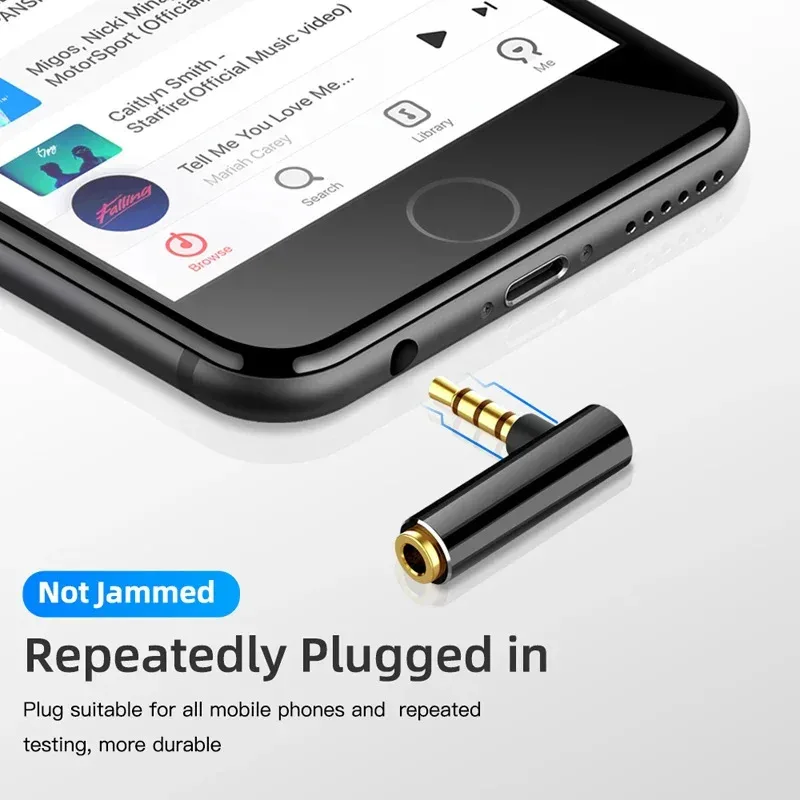 Mini adaptador de áudio de ângulo reto de 3,5 mm - plugue estéreo para fone de ouvido e microfone