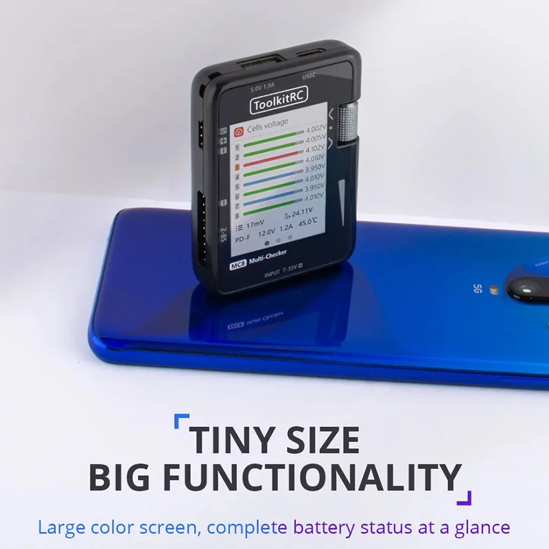 ToolkitRC MC8 จอแสดงผล LCD แบตเตอรี่ดิจิตอลเครื่องตรวจสอบความจุ Balancer ESC เครื่องทดสอบเซอร์โวสําหรับ LiPos แบตเตอรี่ - เครื่องมือทดสอบแบตเตอรี่