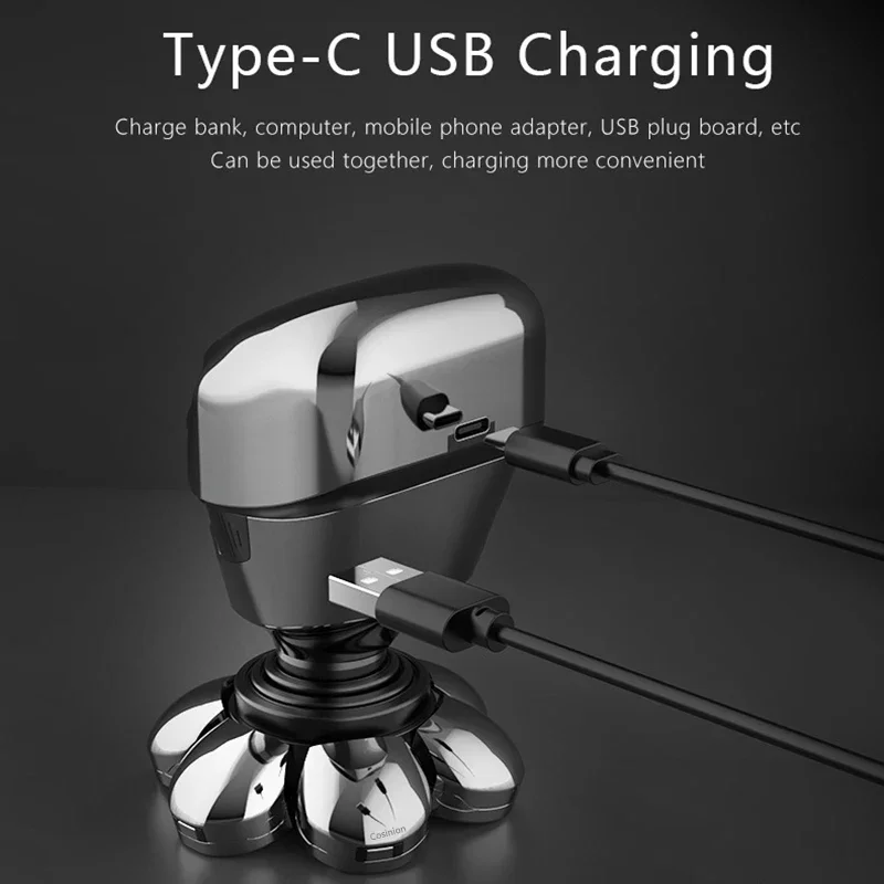 เครื่องโกนหนวดไฟฟ้าแบบชาร์จไฟได้สำหรับผู้ชาย5ใน1 4D เครื่องโกนหนวดไฟฟ้าแบบใบมีดโกนหนวด7แบบลอยเครื่องเล็มขนจมูกเคราทำความสะอาดใบหน้าของผู้ชาย