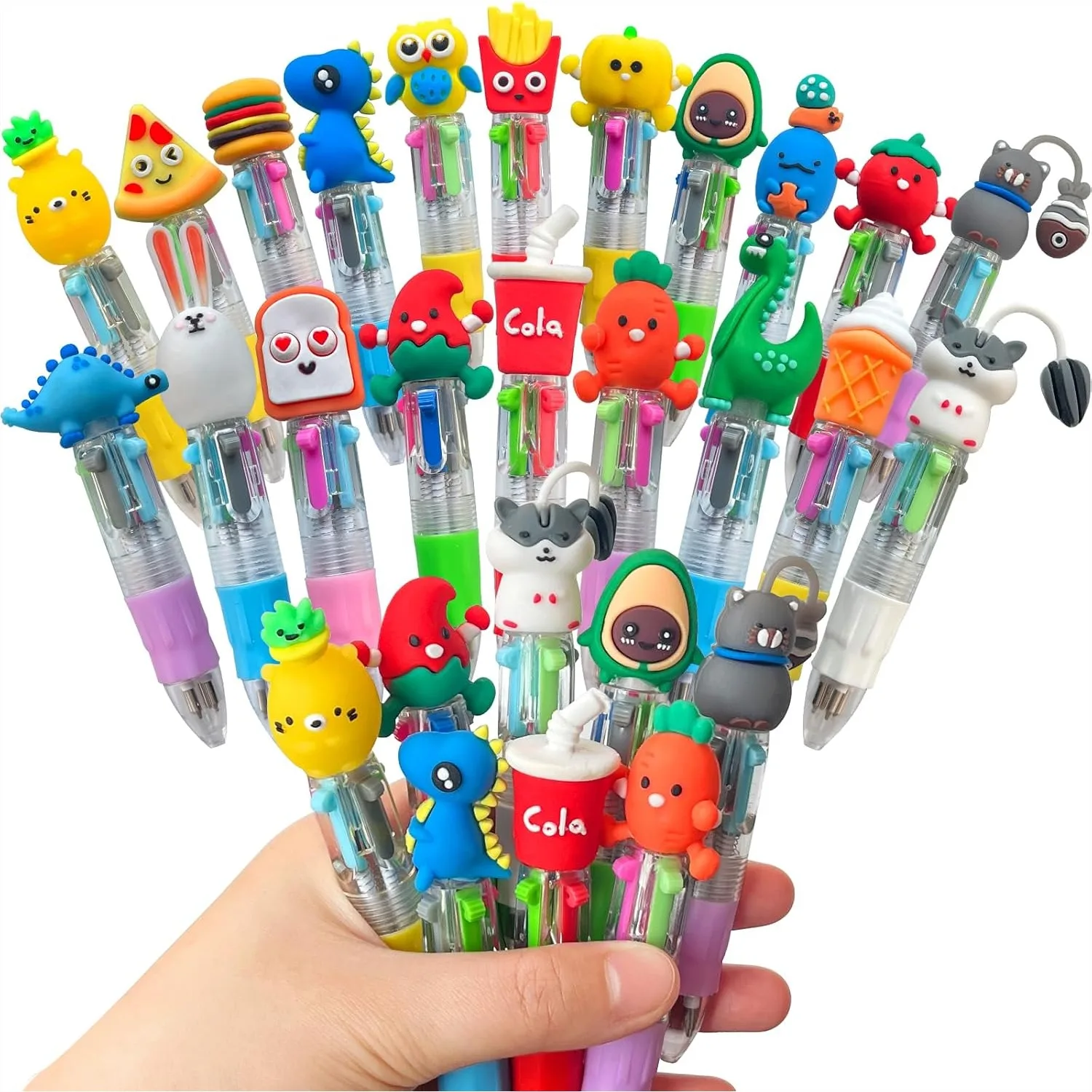 

20 Pack Mini Multicolor Pens for Kids, 4-in-1 Ballpoint Pens with Cute Cartoon Patterns, Fun Party Favors & School Supplies