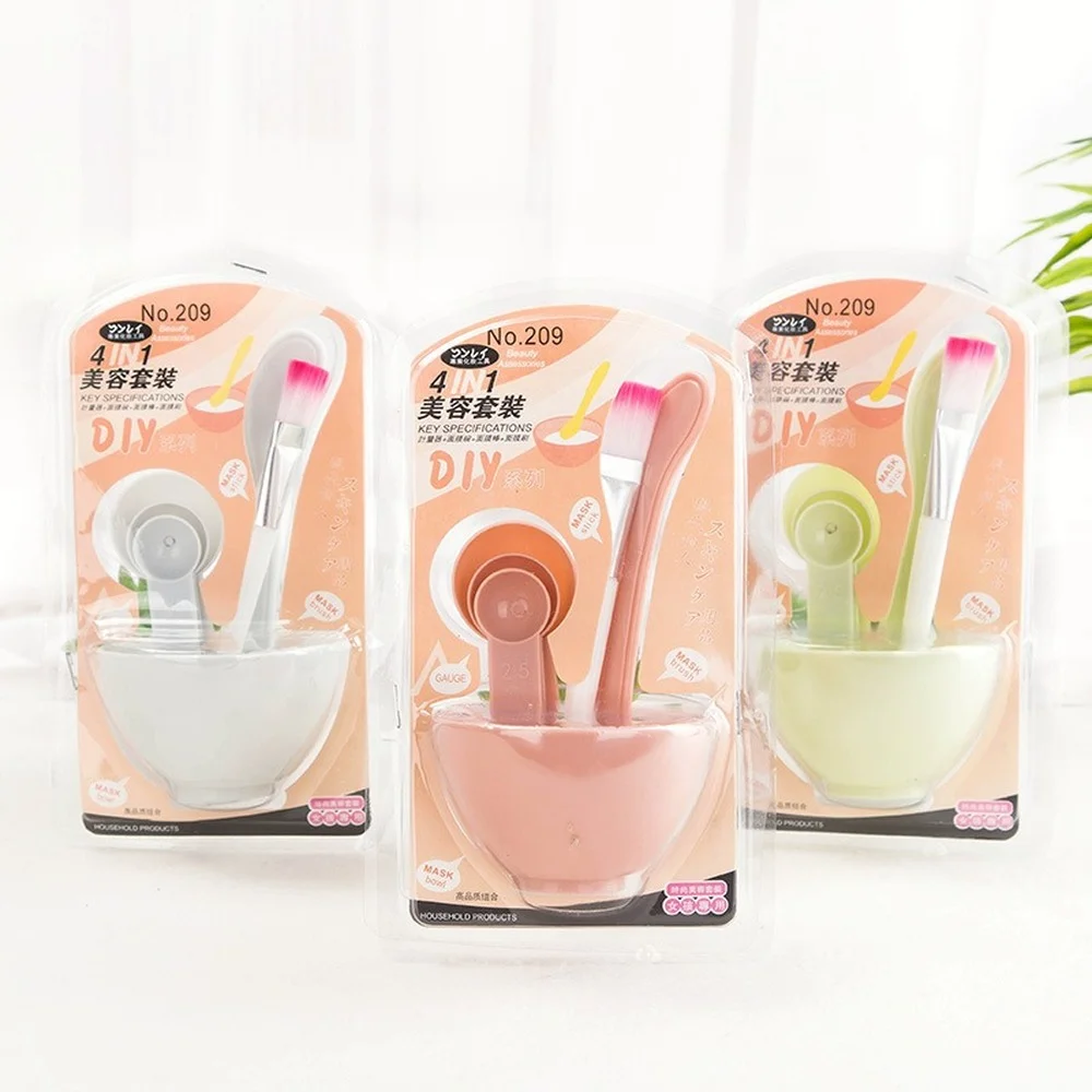 4PCS Face Mask Mixing Bowl Set DIY Facemask Mixing Tool with Silicone Facial Mask Bowl Makeup Brushes Spatula Beauty Skin Care