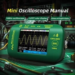 BSIDE OT2 Mini Digital Oscilloscope Handheld 48MS/s Sampling Rate 10MHZ Multimeter LCD Screen Display Oscilloscope