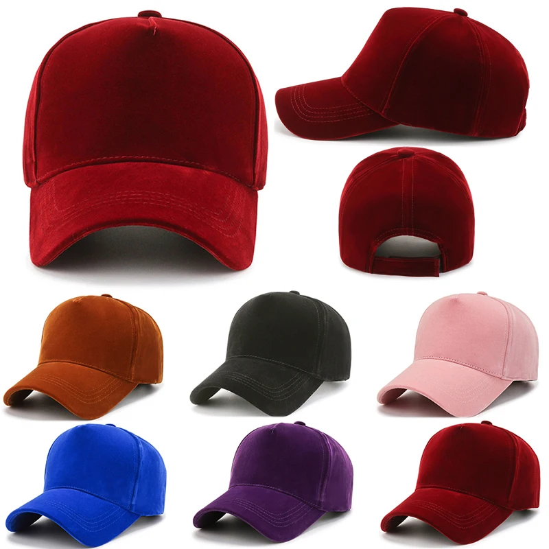 Korean Women Baseball Cap Gold Velvet Light Board Solid Color Hat Outdoor Couple Caps Male Autumn And Winter Tide Sun Visor Hats