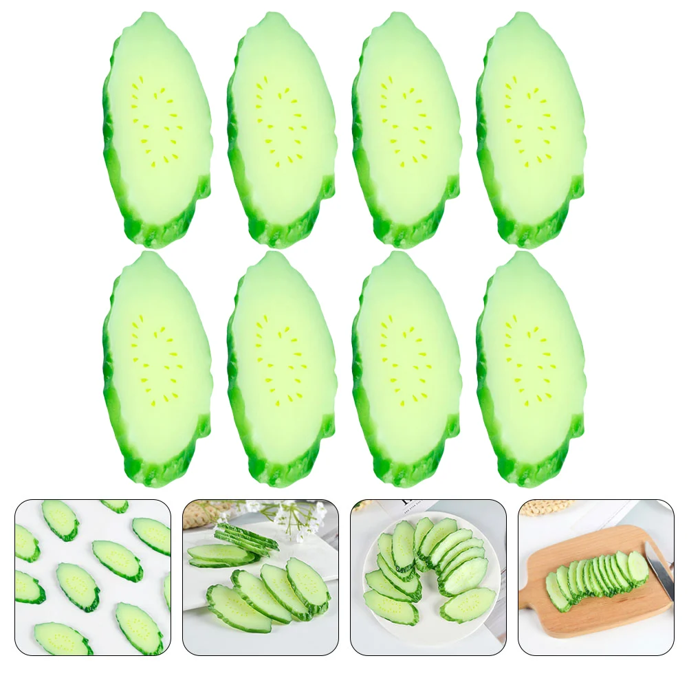 

8 Pcs Simulation Cucumber Slice Cucumbers Slices Shop Photos Props Party Decoration Toy Vegetables Creative