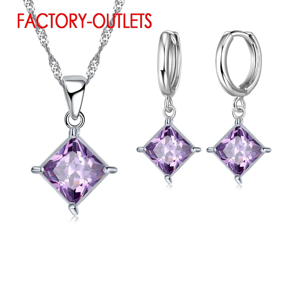 Genuine 925 Sterling Silver Bridal Jewelry Sets Fashion Jewelry CZ Crystal Pave Setting  Women Girls Engagement Anniversary