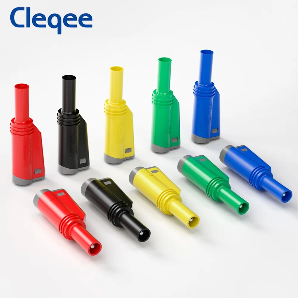 Cleqee P3005 apilable seguro 4mm conector Banana soldadura/montaje conector sin soldadura de alta calidad para multímetro