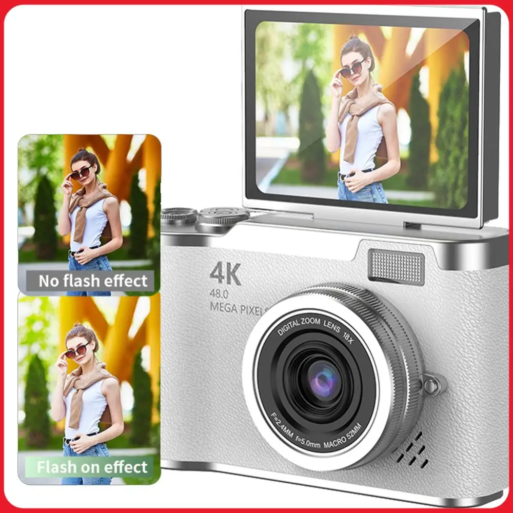 

4K Digital Camera 48MP Portable CCD Camera 8X Zoom Compact Small Camera 180 Flip Screen Vlogging Camera for Teens Adult Beginner