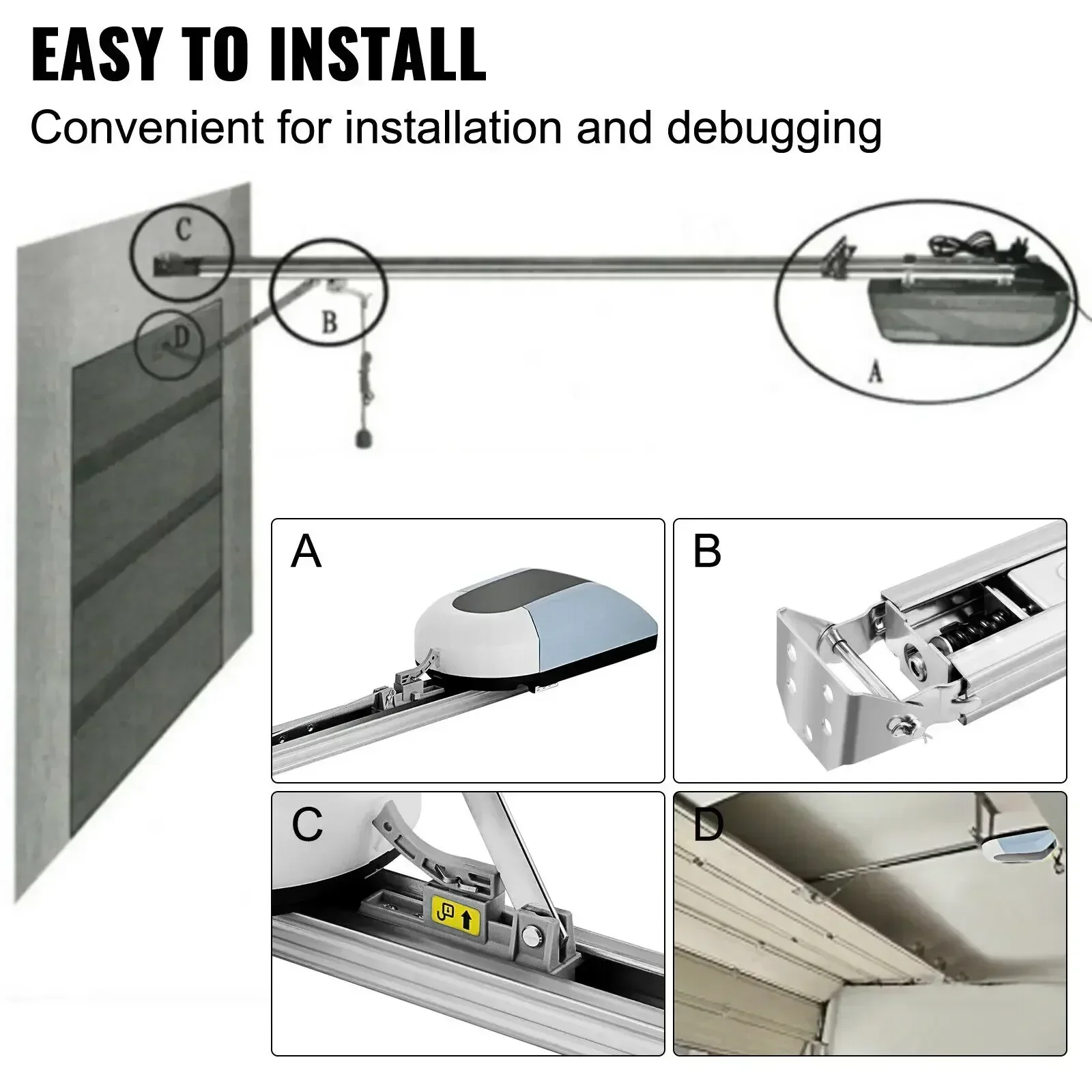 Pembuka Pintu Garasi VEVOR AC220V Pembuka Pintu Garasi Otomatis Elektrik Dengan Remote Control 15 M² Berlaku 1000 N Kekuatan Tarik