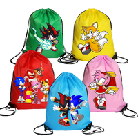 Cartoon Sonics Drawstring Backpack Shadow Figure Tails Amy Rose Print Storage Bundle Pocket Waterproof Travel Sport Bag Kid Gift