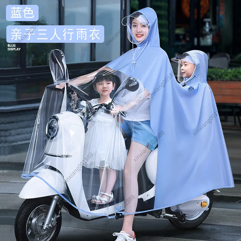 For Thickened Large Size Full Body Raincoat Parent Child Style Waterproof Poncho For Electric Bike Anti Heavy Rain