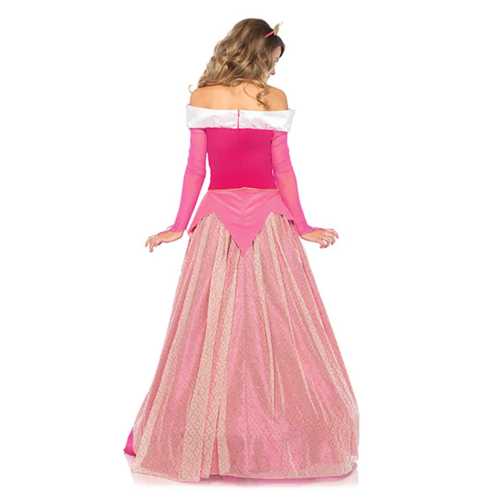 Halloween Pink Long Sleeve Sleeping Beauty Princess Dresses Cosplay Sleeping Beauty Princess  Long Dress Party Fancy Dress