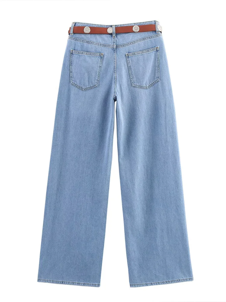 Jeans dritti a vita alta in tinta unita semplice temperamento versatile alla moda delle nuove donne in stile europeo