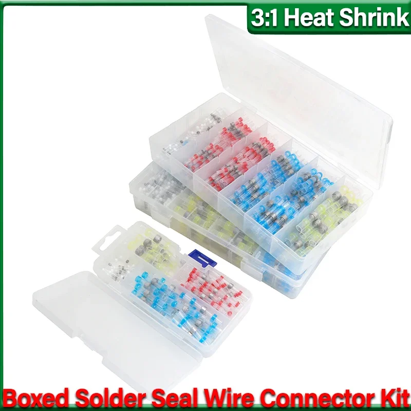 

Green ProductSolder Seal Wire Connector Boxed 3:1 Heat Shrink Sealed Insulated Butt Splice Terminal Waterproof Butt Connectors K