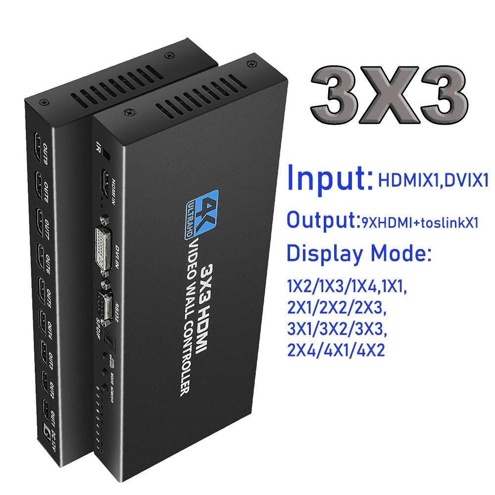 4K HDMI Video Wall Controller 3X3/2X3/2X2 Video Wall Processor HDMI Multi Video scherm Processor Splicer HDMI Muur Display - afbeelding 1