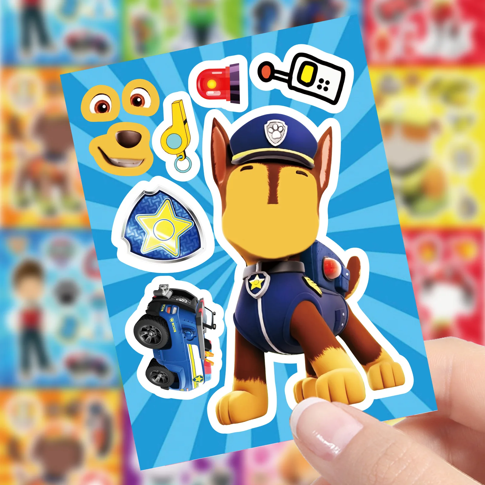 8/16 ورقة جعل وجه باو دورية لغز ملصقات الكرتون لتقوم بها بنفسك رايدر تشيس تجميع بانوراما الاطفال لعبة الأطفال الأولاد لعبة حفلة هدية #5