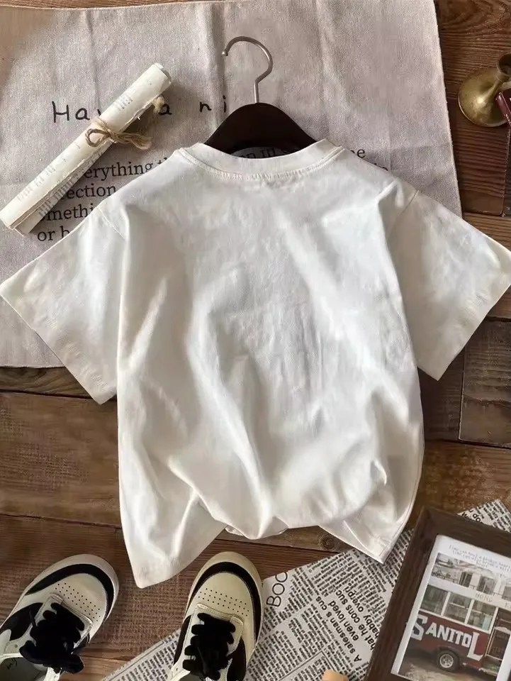 Niedliches schwarzes Katzen-T-Shirt mit Kaffee-Motiv, Baumwolle, Damen-T-Shirt, Rundhalsausschnitt, Kurzarm, Oversize, lustige Damenkleidung – Detail 3