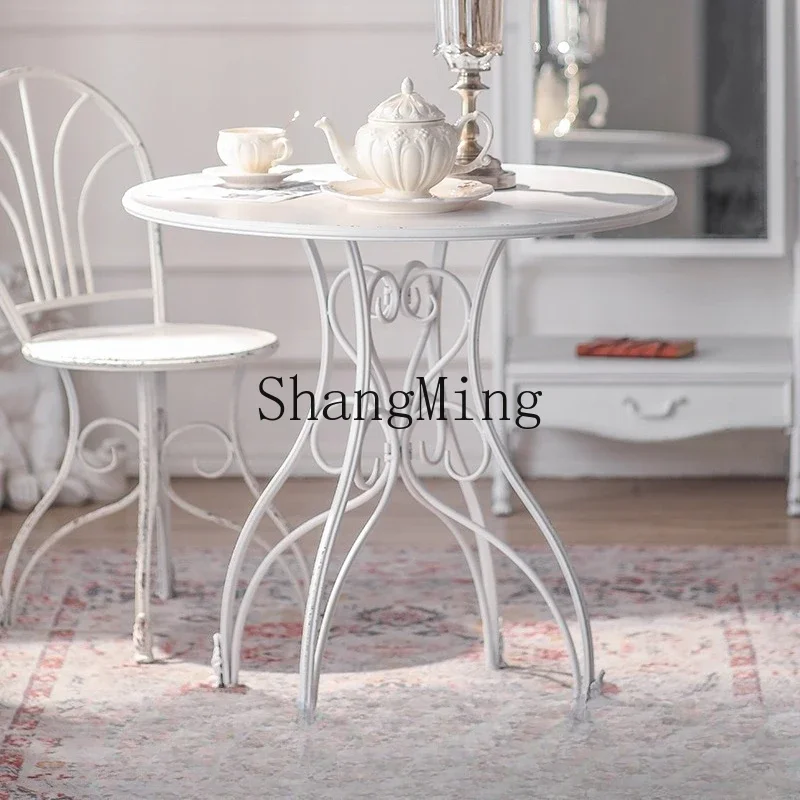 

ZYY retro outdoor courtyard table and chair combination balcony cafe afternoon tea wrought iron leisure table and chair