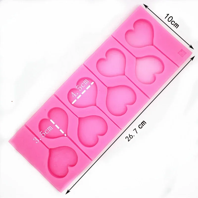 8-Hole Heart Shape Silicone Lollipops Chocolate Mold Candy Cake Baking Mould Pastry Bakeware Cake Decorating Tools Soap Forms