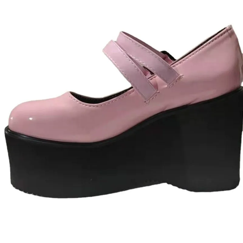 Women Pumps Mary Jane Super High Heel Platform Wedge Spring Ladies Sandals Belt Buckle Classic Sweet Punk Female Lolita Shoes
