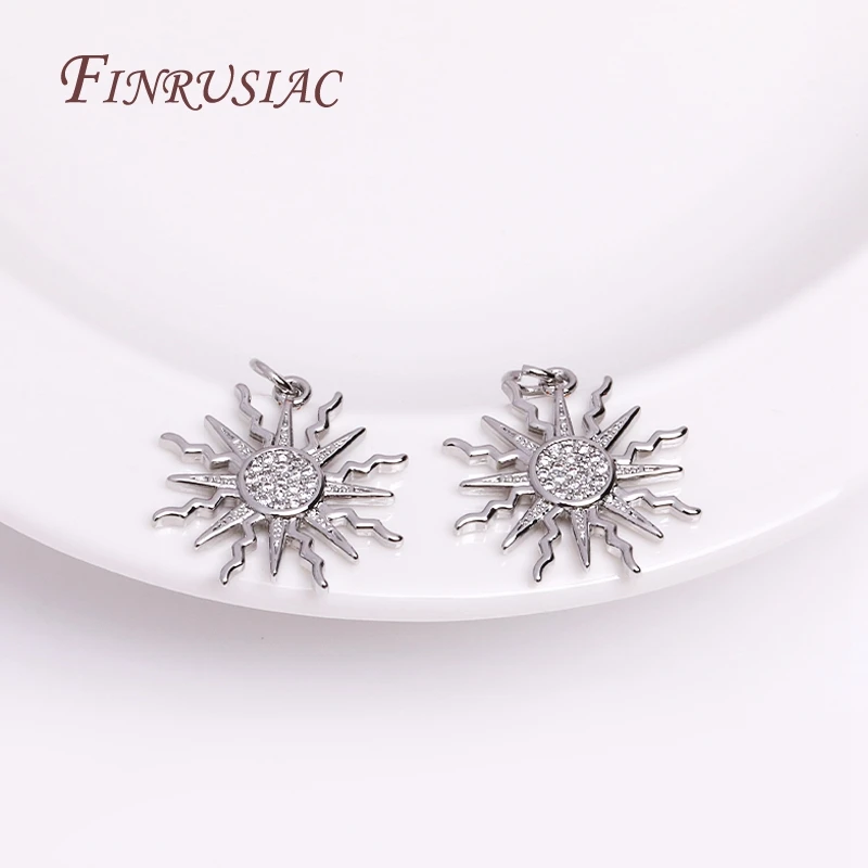 Handmade Jewellery Material 18K Gold Plated Sun Charm Pendant For Jewelry Making DIY Accessories