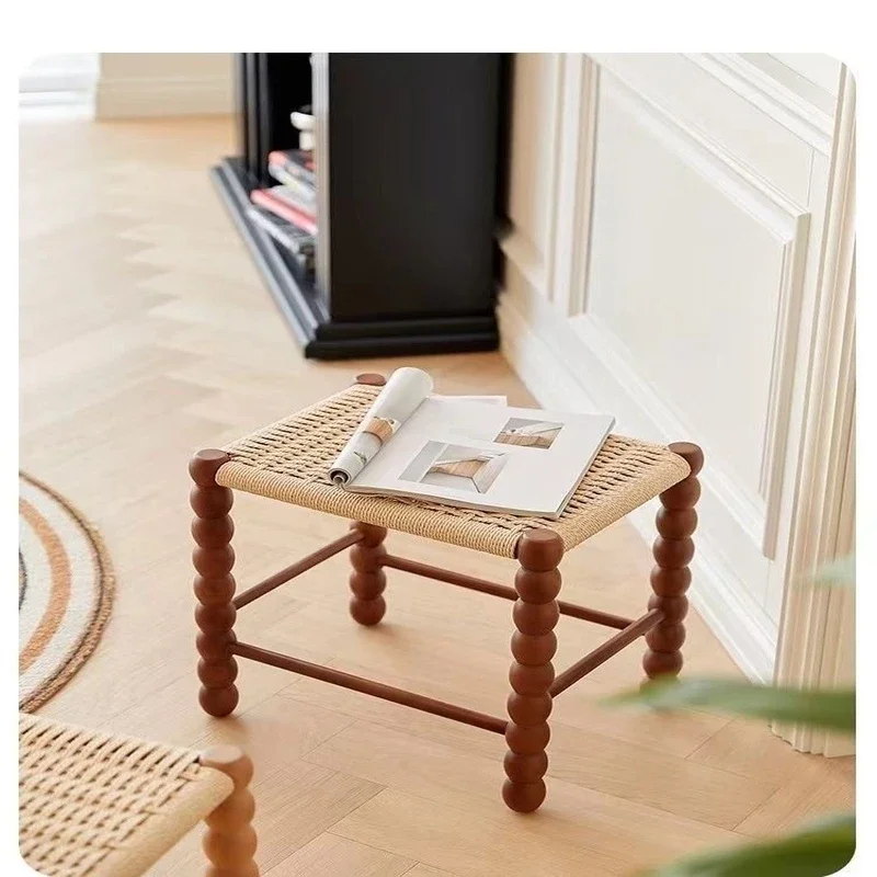 Woven Rope Shoe Changing Bench Compact Dining Stool Entryway Seating Solution Middle-Aged Furniture Internet Famous Stool